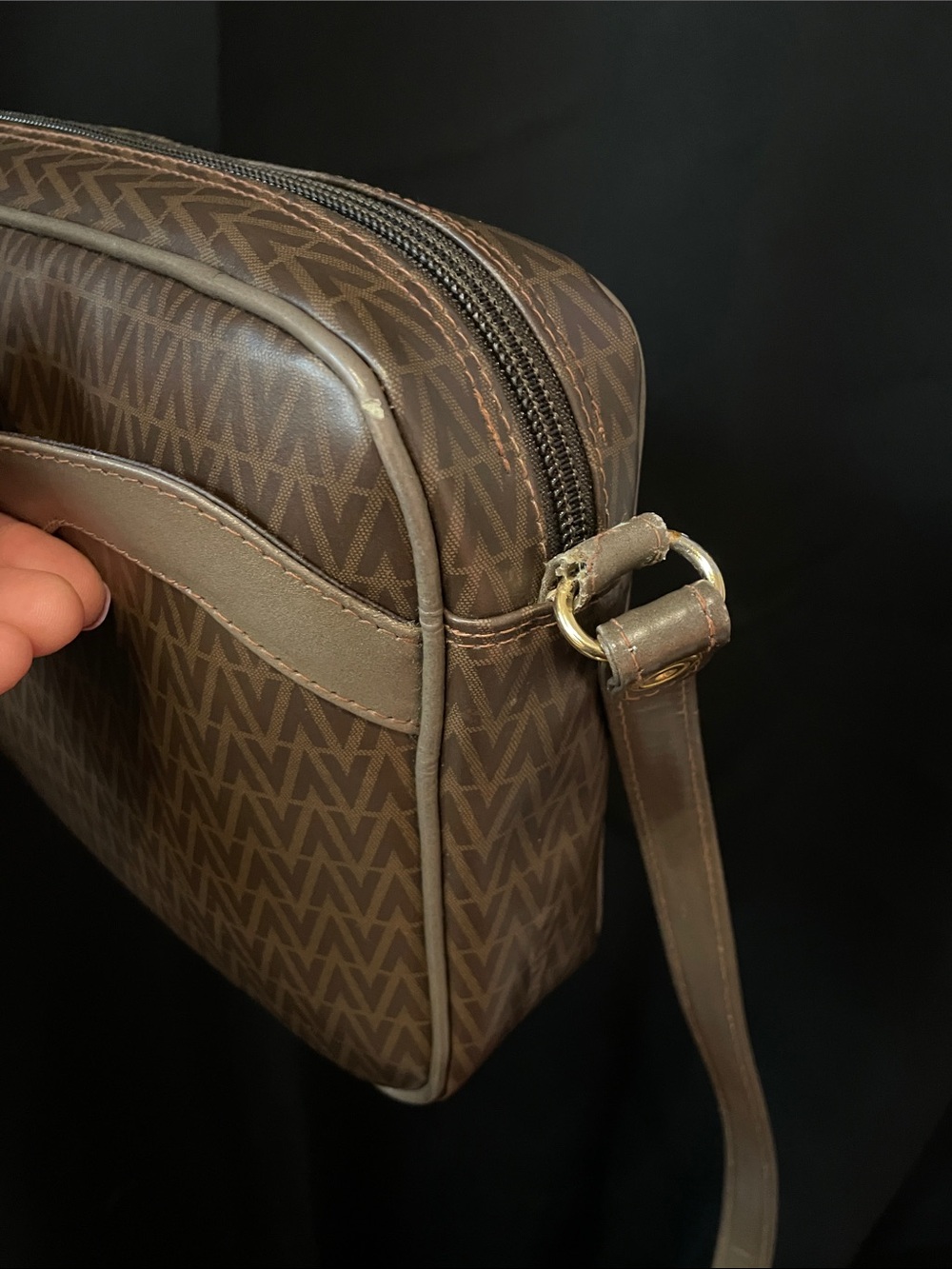 Mario Valentino Brown Monogrammed V-Logo Crossbody Bag - Picture 7 of 17
